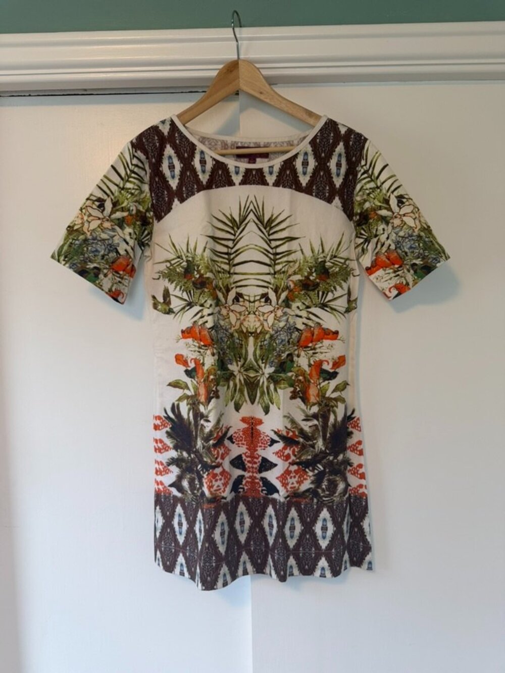 Sweet Sinammon Floral and Bird Print Dress size M
